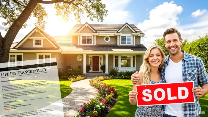 A married couple celebrating buying a new home, secured by a life insurance policy.