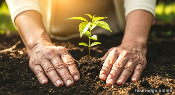 A senior parent planting a tree as a metaphor for leaving a legacy through life insurance.