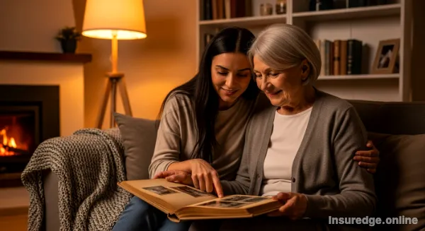 A family looking at old photos, reflecting on life and the importance of legacy.