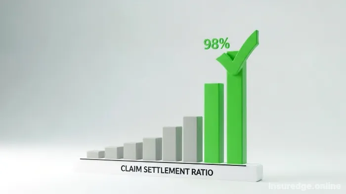 A bar chart showing a high Claim Settlement Ratio of 98%, an important factor in choosing an insurer.