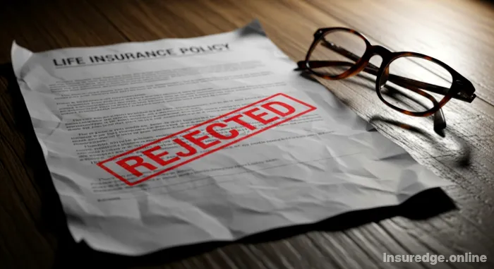 Life insurance policy document with a rejected stamp