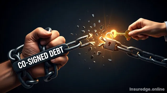 A symbolic image of a life insurance key breaking the chain of co-signed debt for a parent.