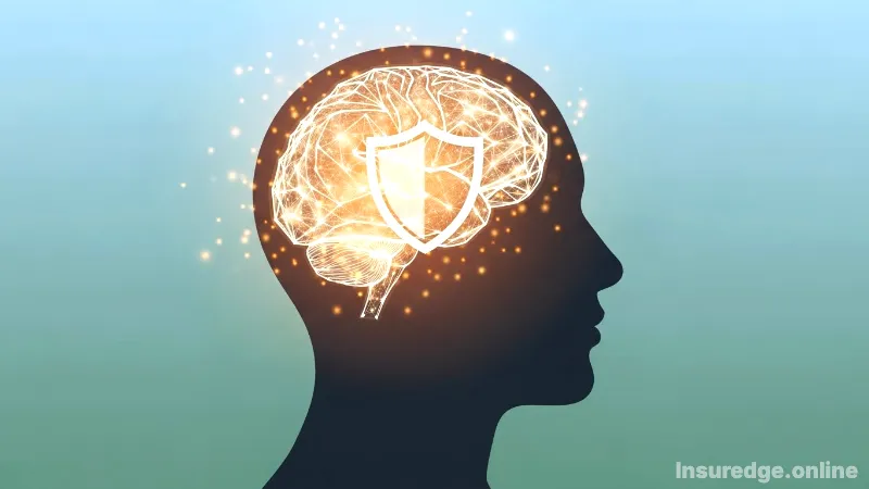 A graphic showing a protected brain, symbolizing health insurance coverage for mental health.