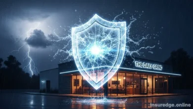 Business interruption insurance acting as a financial shield for a small business against a disaster.