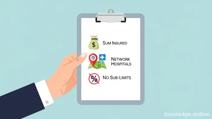 A checklist graphic illustrating key factors to consider when choosing maternity insurance.