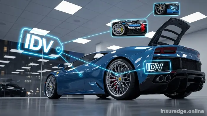 A luxury car undergoing a specialized IDV valuation process.