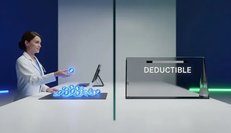 A visual representation of the choice between a health insurance copay and a deductible.